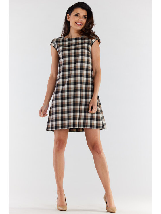 Awama Awama Sukienka letnia A490 Brązowy Basic Fit