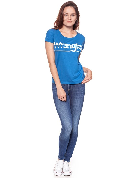 Wrangler Wrangler T-Shirt GRAPHIC TEE Niebieski Regular Fit