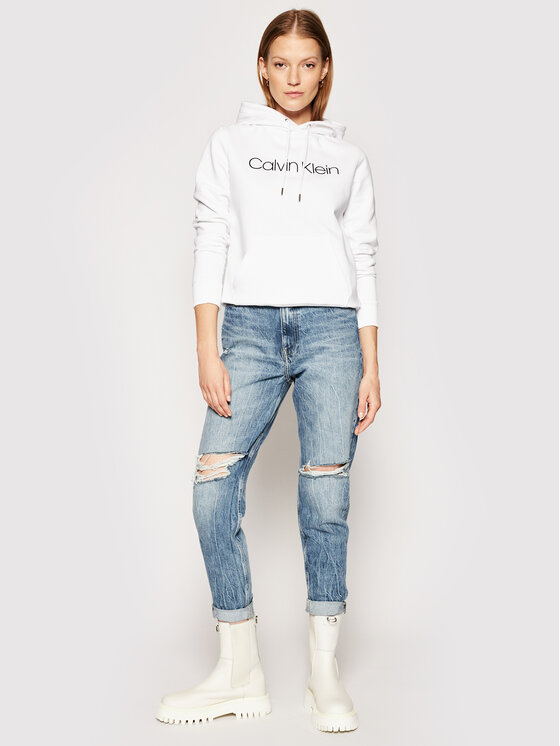 Felpa Core Logo K20K202687 Bianco Regular Fit