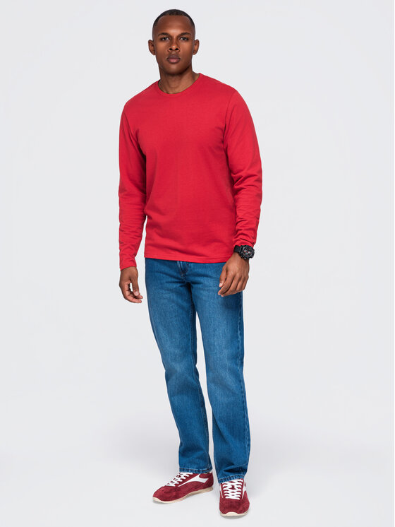 Ombre Ombre Longsleeve OM-LSBL-0142 Czerwony Regular Fit