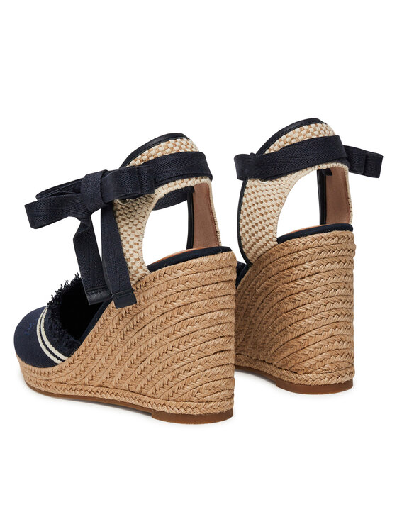 Tommy Hilfiger Tommy Hilfiger Espadrile Fringe Canvas High Wedge FW0FW08878 Bleumarin