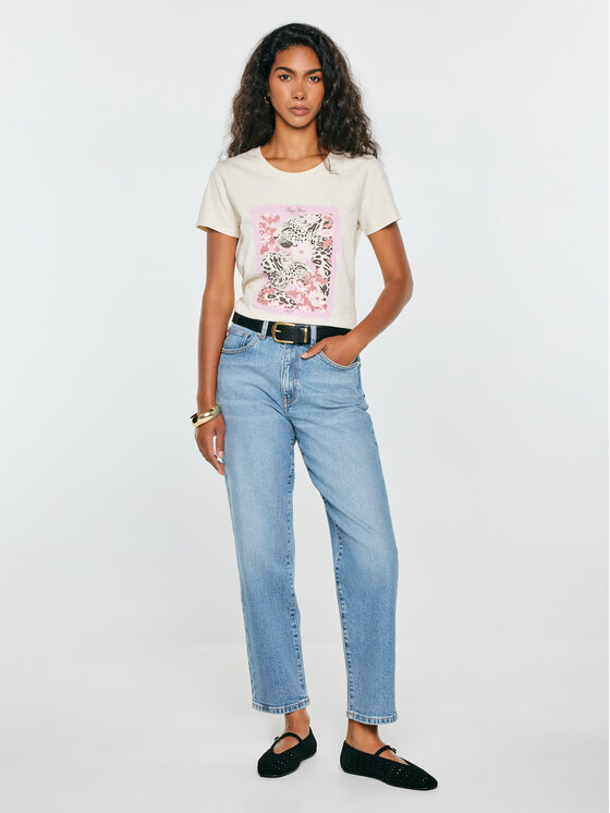 BIG STAR BIG STAR T-Shirt RELLKA Kremowy Basic Fit