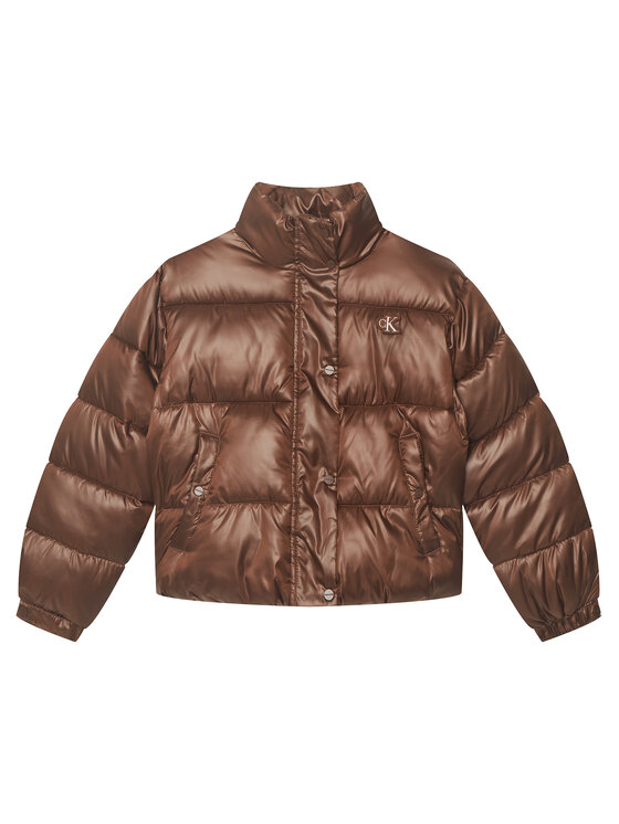 Calvin Klein Jeans Calvin Klein Jeans Pārejas jaka Minime Shiny Short Puffer LVCKTJM01G Brūns Regular Fit
