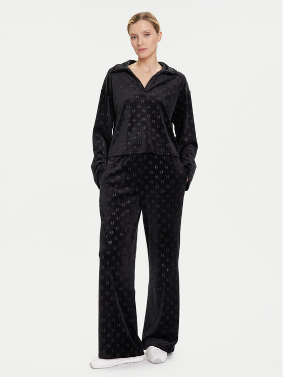 KARL LAGERFELD KARL LAGERFELD Szövet nadrág A4W44008 Fekete Regular Fit