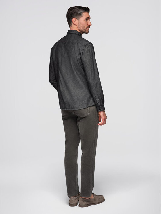 Ombre Ombre Koszula OM-SHDS-0210 Czarny Regular Fit