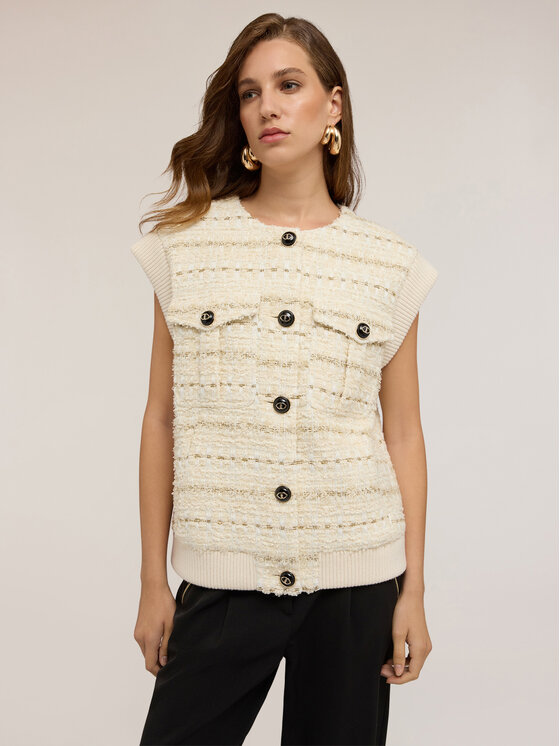 Motivi Motivi Cappotto invernale L018W000034N011 Crema Regular Fit