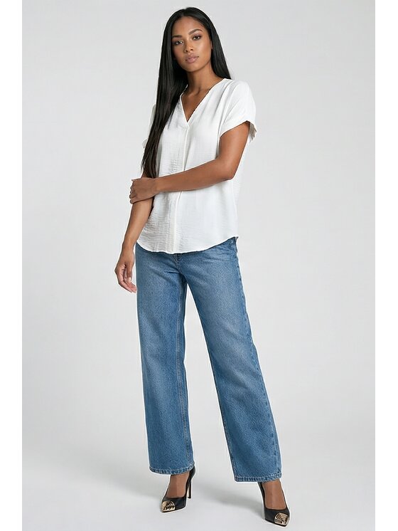FIGL FIGL Bluzka M1321 Biały Regular Fit