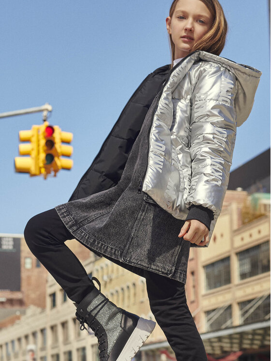 DKNY DKNY Зимно яке D36684 S Сребрист Regular Fit