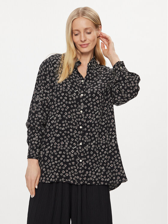 Tommy Jeans Košeľa Ditsy DW0DW17346 Čierna Oversize
