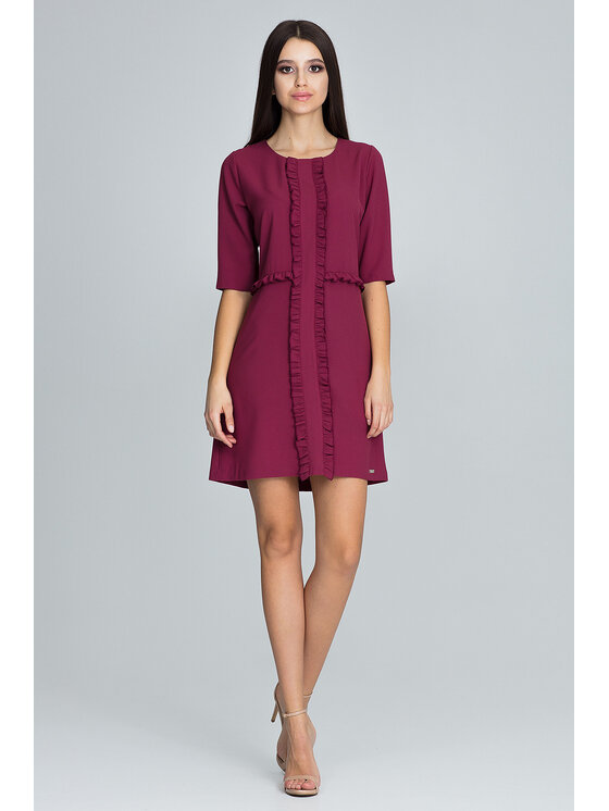 FIGL FIGL Sukienka M618 Bordowy Regular Fit