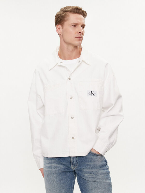 Calvin Klein Jeans džínsová košeľa J30J324869 Biela Relaxed Fit