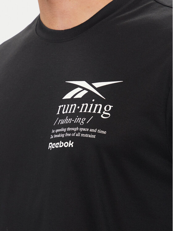 Reebok Reebok Футболка Run Graphic 100075314 Чорний Relaxed Fit