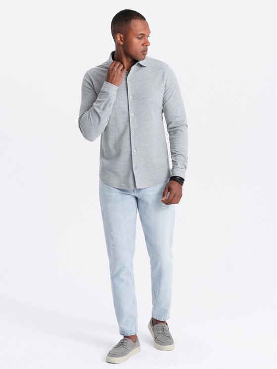 Ombre Ombre Koszula OM-SHCS-0177 Szary Slim Fit