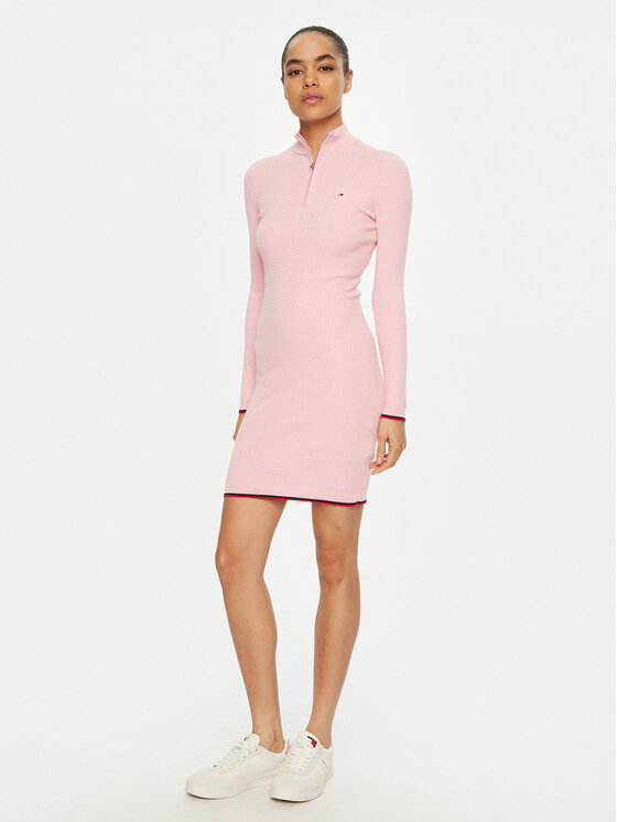 Tommy Jeans Tommy Jeans Rochie tricotată DW0DW19490 Roz Slim Fit