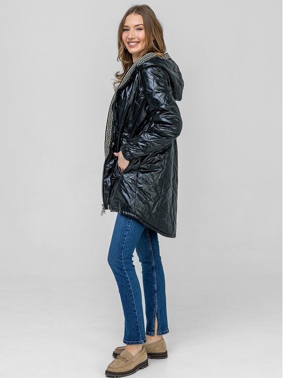 Perso Perso Płaszcz przejściowy BLE238787F Czarny Regular Fit