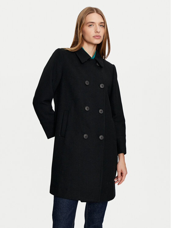 United Colors Of Benetton United Colors Of Benetton Вовняне пальто 2O9VDN064 Чорний Regular Fit