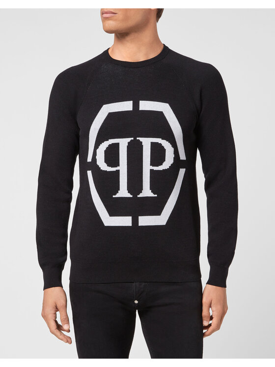 PHILIPP PLEIN PHILIPP PLEIN Sweter 8079 Czarny Regular Fit