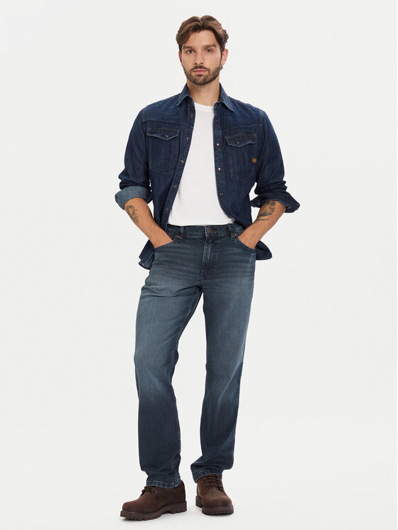 Wrangler Wrangler Džinsai Greensboro 112370847 Tamsiai mėlyna Straight Fit