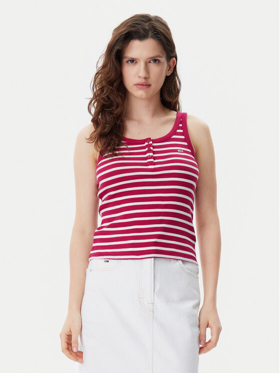 Tommy Jeans Tommy Jeans Top DW0DW19492 Roșu Slim Fit