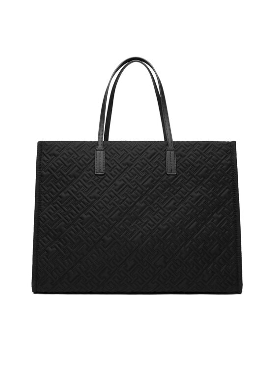Tommy Hilfiger Tommy Hilfiger Torebka Th City Tote Mono Nylon AW0AW18163 Czarny