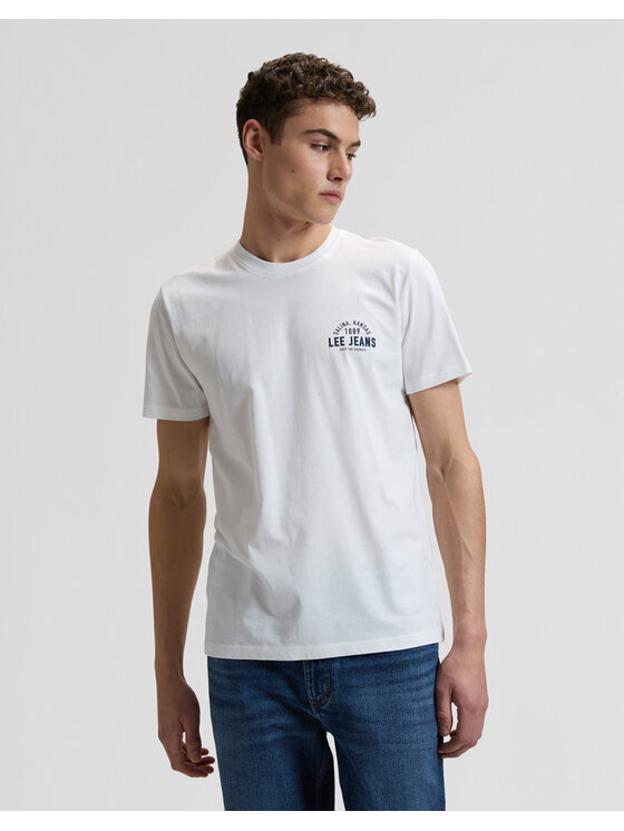 Lee Lee T-shirt SMALL LOGO TEE Bianco Relaxed Fit