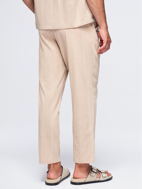 Ombre Ombre Spodnie materiałowe OM-PACP-0312 Brązowy Regular Fit