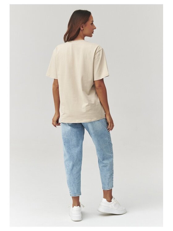Makadamia Makadamia Bluzka C41 Beżowy Loose Fit