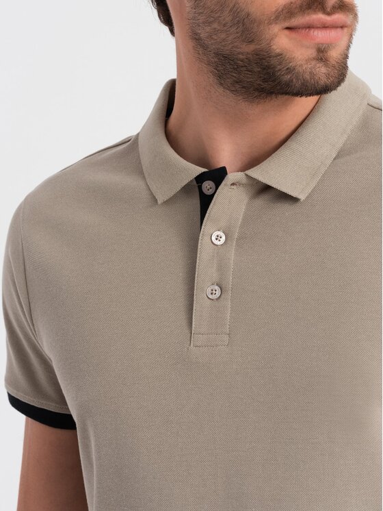 Ombre Ombre Polokošile OM-POSS-0113 Hnědá Fitting Fit