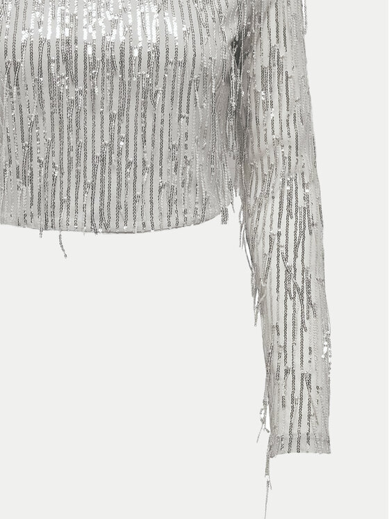 ONLY ONLY Bluzka Spacy 15331803 Srebrny Cropped Fit
