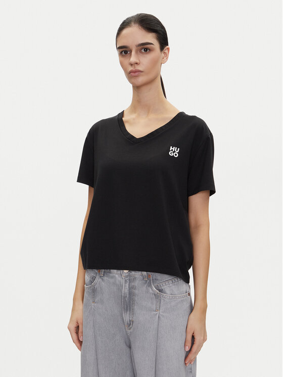 HUGO HUGO Tricou Nika_T-Shirt 50540046 Negru Regular Fit