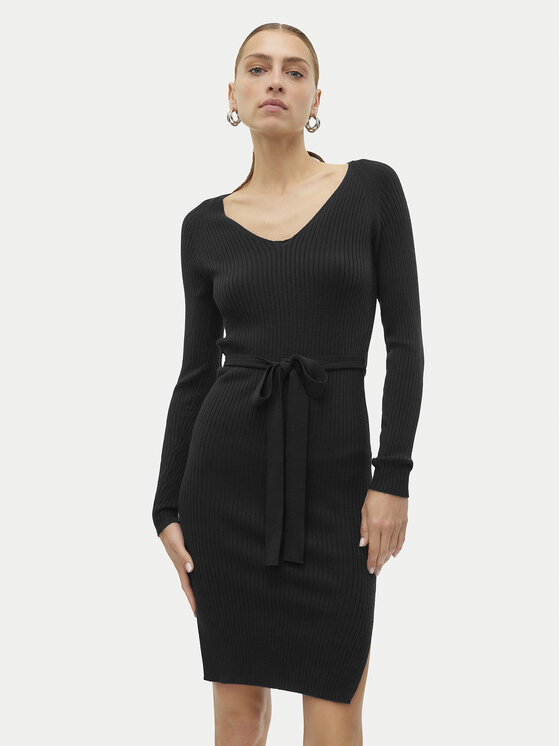Vero Moda Vero Moda Kötött ruha Saba 10309320 Fekete Slim Fit