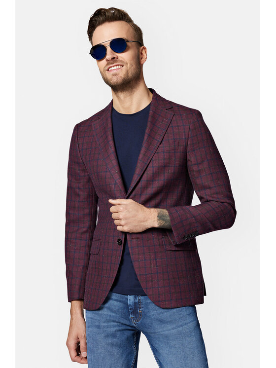 Lancerto Lancerto Marynarka Savona MA099123000012 Bordowy Slim Fit
