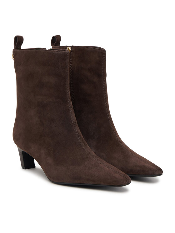 Tommy Hilfiger Tommy Hilfiger Botki Kitten Heel Suede Ankle Boot FW0FW09670 Brązowy ciemny