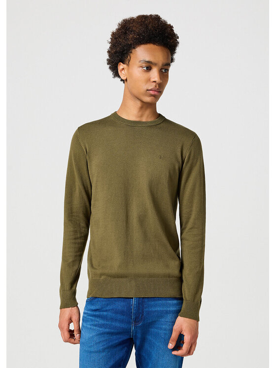 Wrangler Wrangler Sweter KNIT SWEATER Zielony Regular Fit