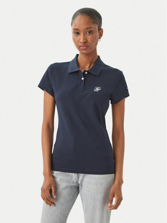 Tommy Hilfiger Tricou polo 1985 Logo WW0WW49259 Bleumarin Slim Fit