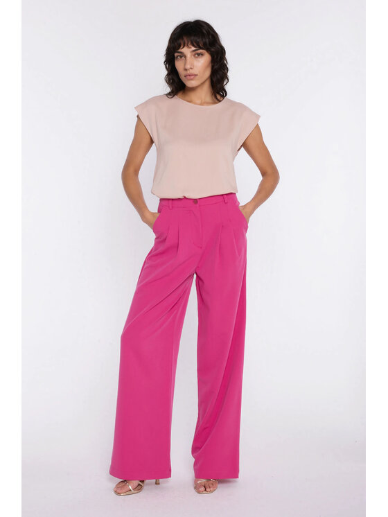 NIFE NIFE Kalhoty z materiálu SD138 Růžová Modern Relaxed Fit