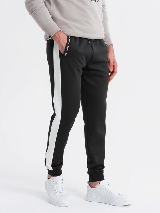 Ombre Ombre Spodnie dresowe OM-PASK-0229 Czarny Regular Fit