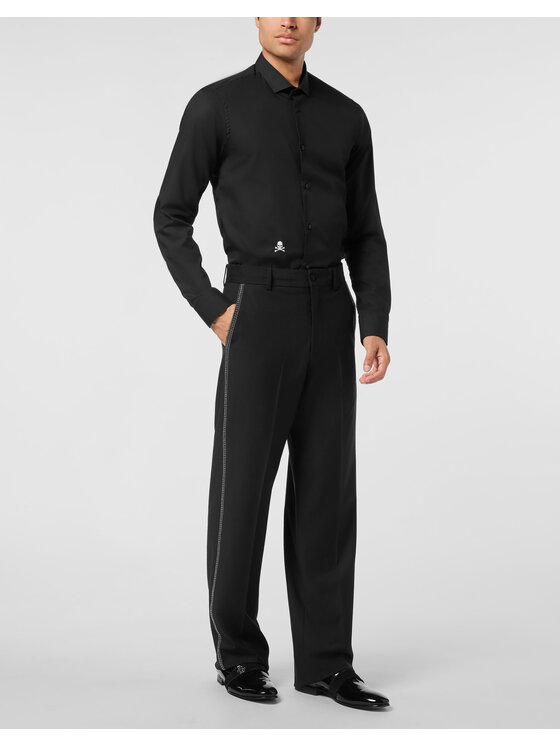 PHILIPP PLEIN PHILIPP PLEIN Spodnie materiałowe 26133 Czarny Wide Fit