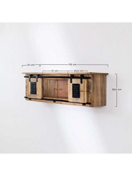 MIAhome MIAhome Półka wisząca drewno mango Elei 110 cm Beżowy