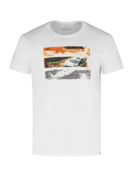 Volcano Volcano T-Shirt T-RELI Biały Regular Fit