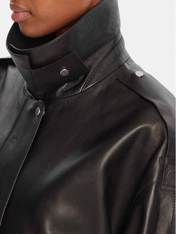 BOSS BOSS Lederjacke Salaha 50544445 Schwarz Relaxed Fit