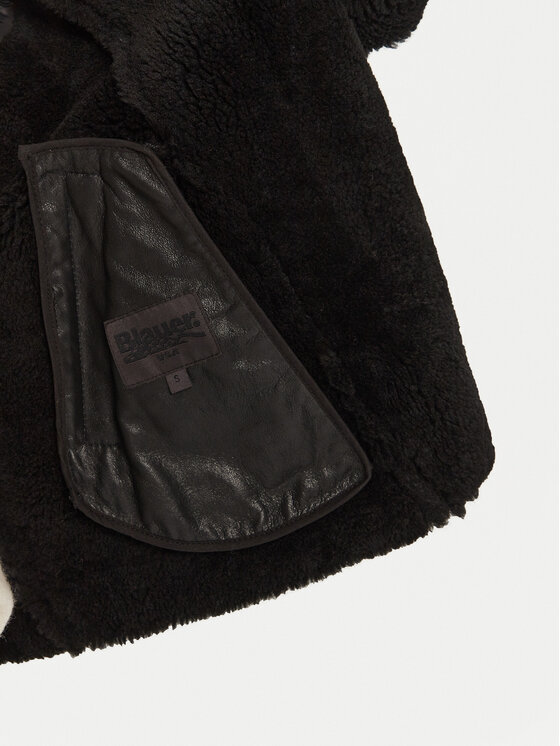Blauer Blauer Kożuch naturalny 24WBLDL01417 Czarny Regular Fit