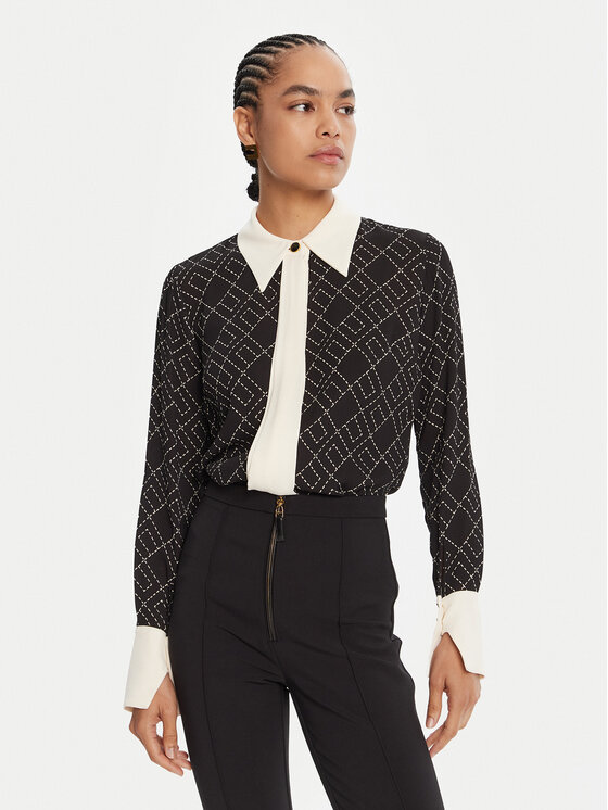 Elisabetta Franchi Koszula CA-104-56E2-V320 Czarny Regular Fit
