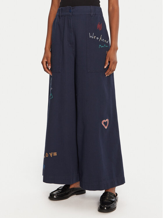 Weekend Max Mara Weekend Max Mara Farmer Lotus 2525136011 Sötétkék Wide Leg