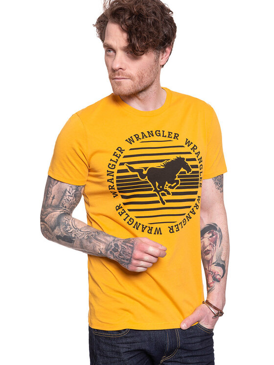Wrangler Wrangler T-Shirt CIRCLE TEE Żółty Regular Fit