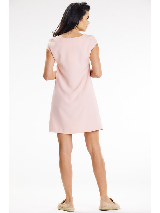 Awama Awama Sukienka letnia A647 Różowy Basic Fit