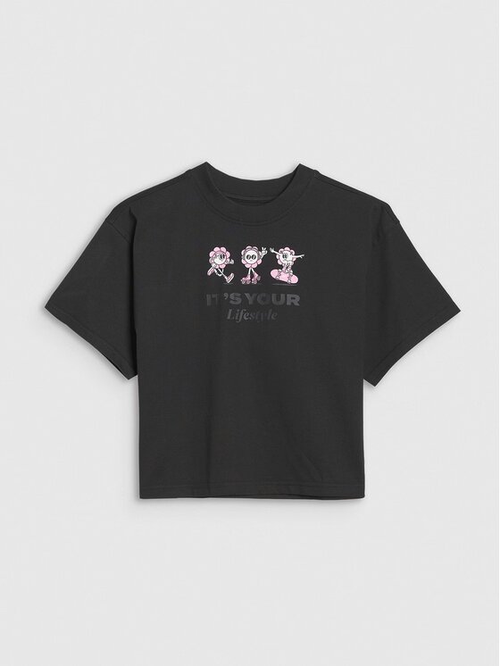 4F 4F Tričko 4FJRSS25TTSHF2587-20S Čierna Cropped Fit