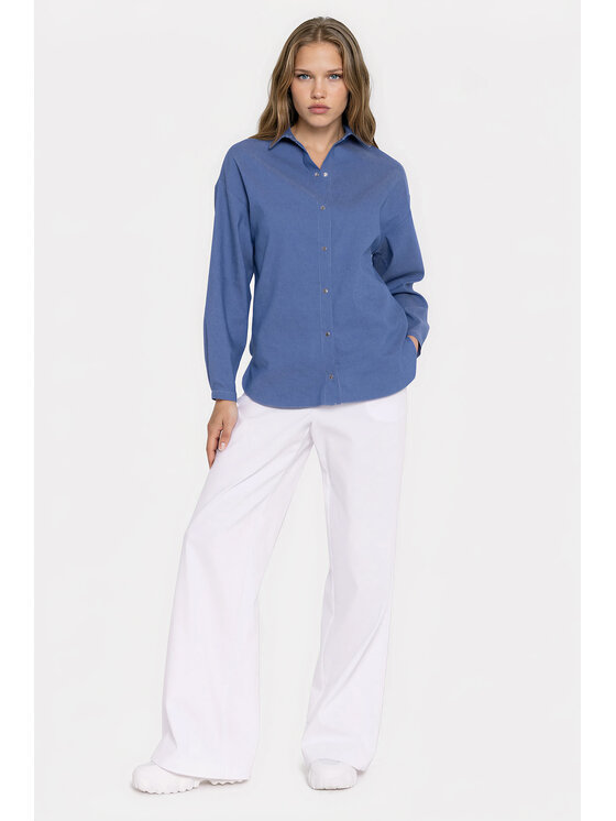 NIFE NIFE Kalhoty z materiálu SD141 Bílá Wide Leg