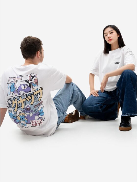 Smerfy Smerfy T-Shirt 113793 Biały Oversize