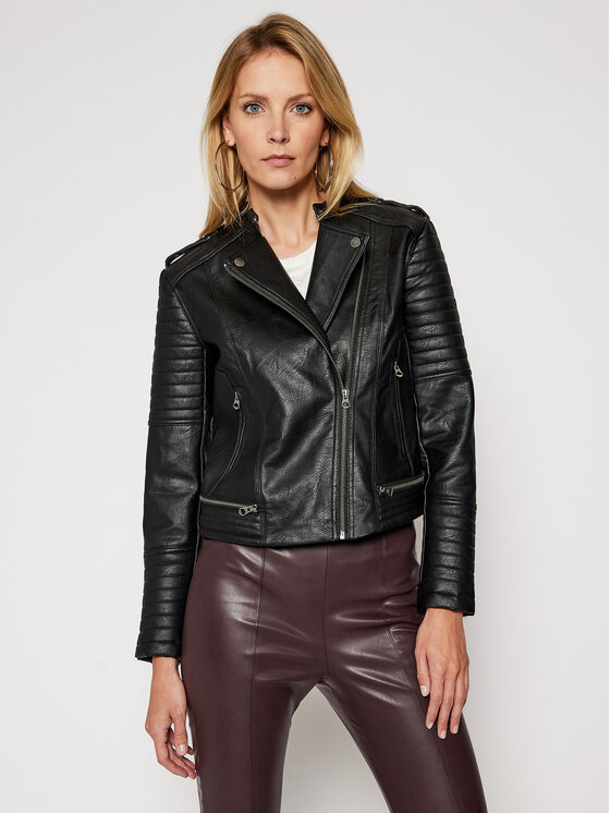 Pepe Jeans Giacca in similpelle Lenna PL401863 Nero Regular Fit • Modivo.it